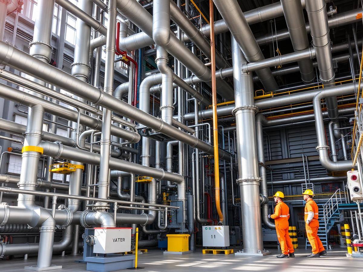 Pipefitters working inside an industrial plant